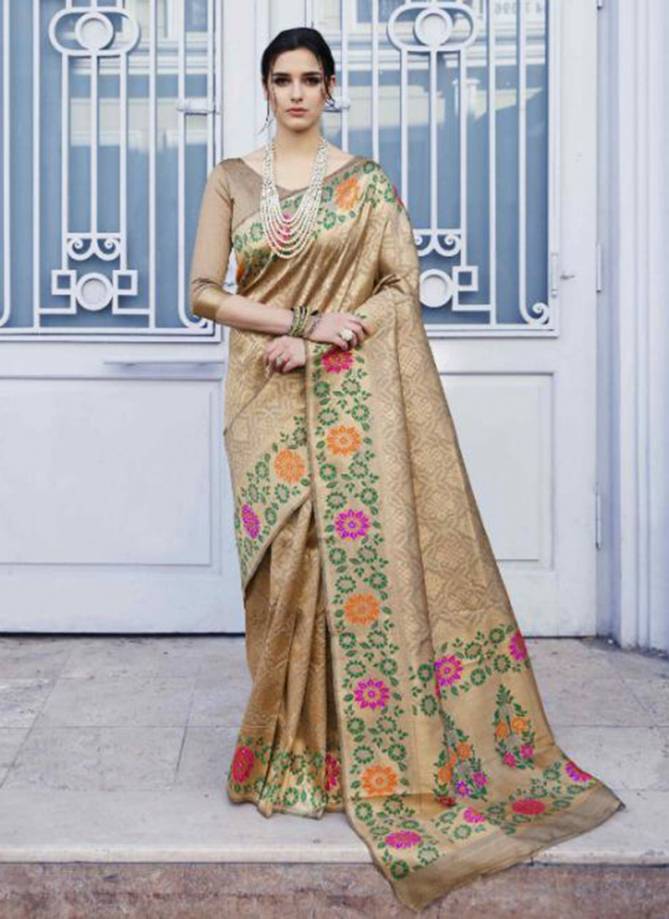 Krystila Silk Handloom Weaving Stylish Look Designer Party Wear Sarees Collection 115001-115006